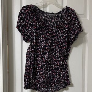 Daisy Fuentes Black and Pink Patterned Blouse